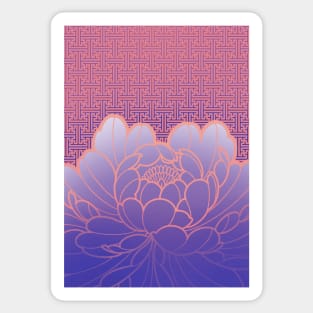 peony flower with sacred geometry Sticker